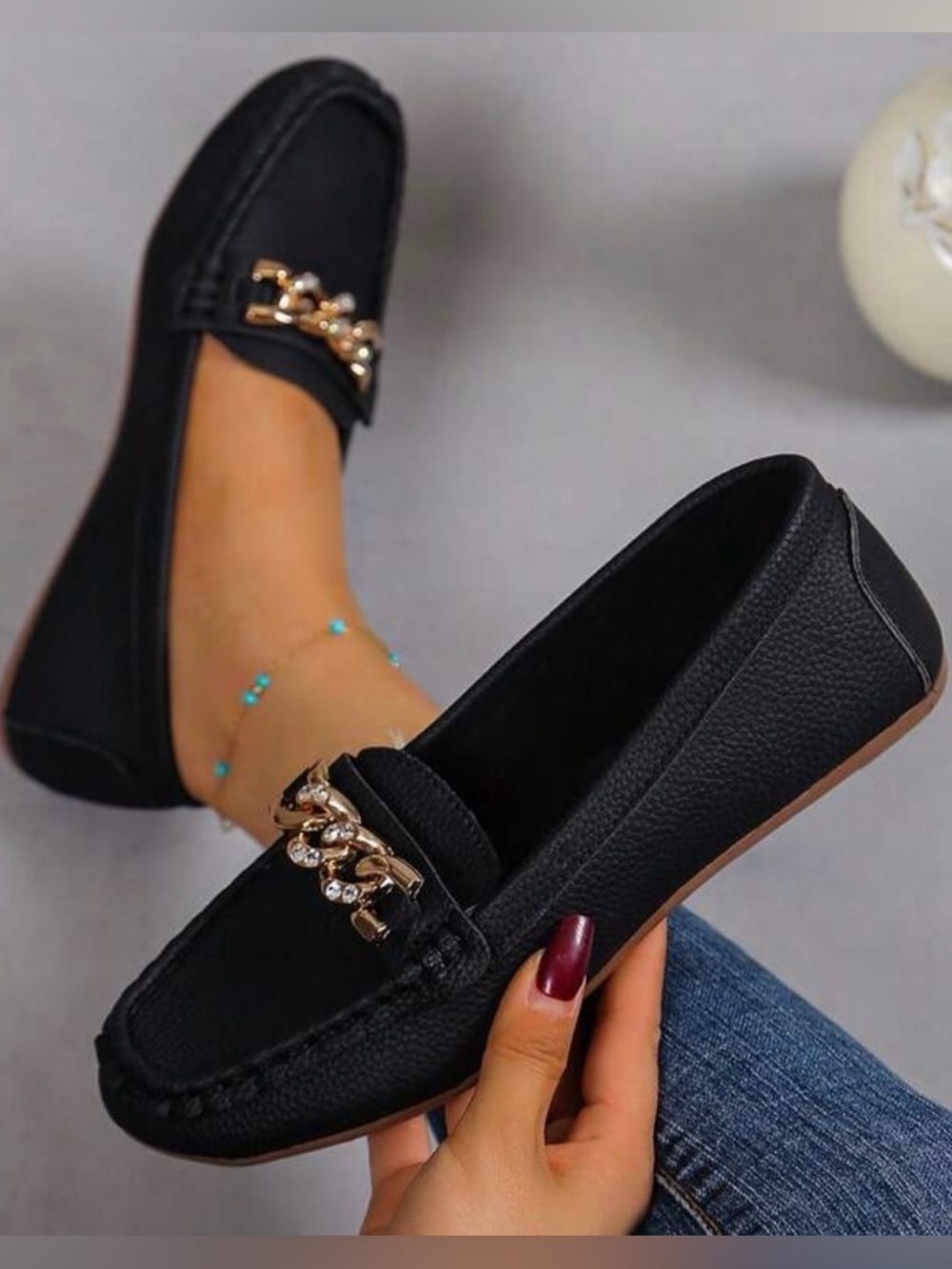 Roger Black Loafers with Gold Chain Detail
